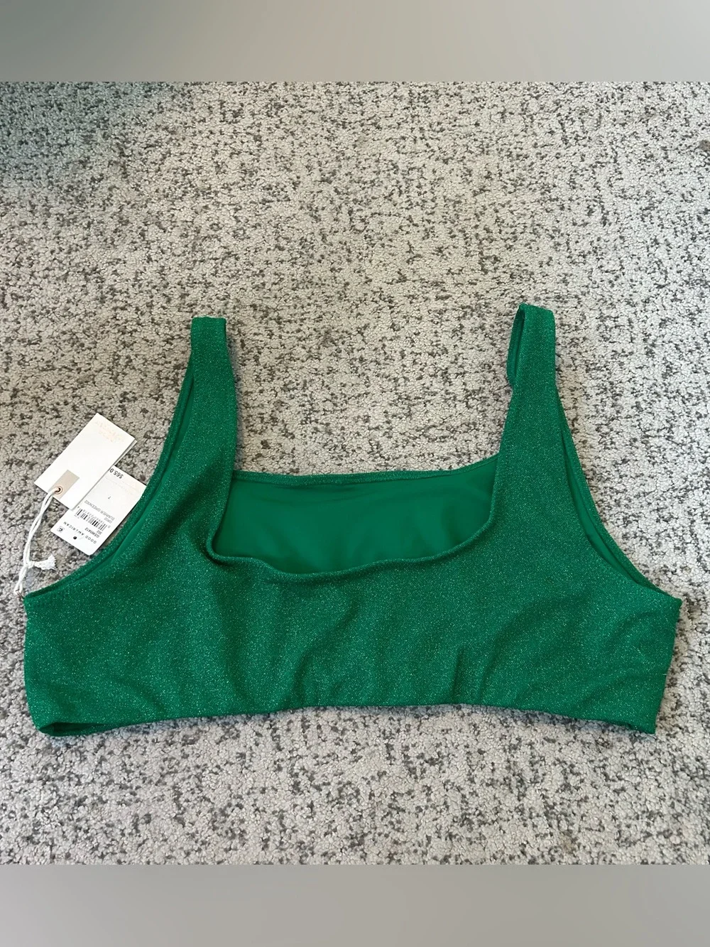 NWT Good American Summer Green Metallic Square Neck Bikini Top Size 4XL
